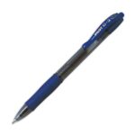 PILOT Stylo bille pointe moyenne rétractable encre gel Bleue corps plastique avec grip caoutchouc G2