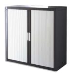 EASYOFFICE Armoire démontable corps en PS teinté Noir Blanc - Dimensions L110xH104xP41,5 cm