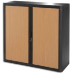 EASYOFFICE Armoire démontable corps en PS teinté Noir Hêtre - Dimensions L110xH104xP41,5 cm
