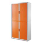 EASYOFFICE Armoire démontable corps en PS teinté Blanc Orange - Dimensions L110xH204xP41,5 cm