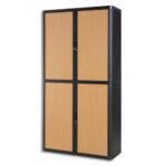 EASYOFFICE Armoire démontable corps en PS teinté Noir Hêtre - Dimensions L110xH204xP41,5 cm