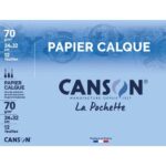 CANSON Pochette de 12 feuilles 24x32cm papier calque 70g. Avec pastilles repositionnables