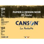 CANSON Pochette de 12 feuilles papier dessin MI-TEINTES 160g 24x32cm Noir Ref-317104