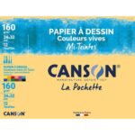 CANSON Pochette de 12 feuilles papier dessin MI-TEINTES 160g 24x32cm assortis vifs Ref-317103