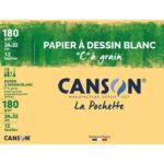 CANSON Pochette de 12 feuilles 24x32cm papier dessin Blanc C A GRAIN 180g