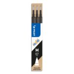 PILOT Set de 3 recharges pour roller FriXion Ball. Pointe moyenne 0,7 mm. Encre Noir