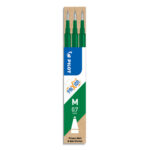 PILOT Set de 3 recharges pour roller FriXion Ball. Pointe moyenne 0,7 mm. Encre Vert