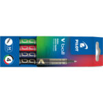 PILOT Pochette de 4 stylos feutre à bille pointe métal 4 couleurs d'encre V-BALL 07