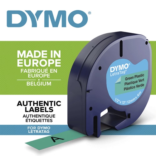 559542_d1-1.jpg DYMO Ruban LETRATAG Noir/plastique Vert 12mmx4m – Image 1