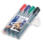 STAEDTLER Boîte de 4 marqueurs permanents assortis pointe biseautée