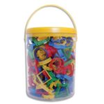 Seau de rangement hermétique comprenant 100 animaux et 50 formes géométriques en plastique