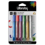 WONDAY Boîte de 6 tubes gel pailette couleurs vives et lumineuses