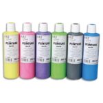 ART PLUS Lot de 6 flacons 250ml gouache. Assortis nacré : Jaune, Rose, Violet, Vert, Noir, Bleu