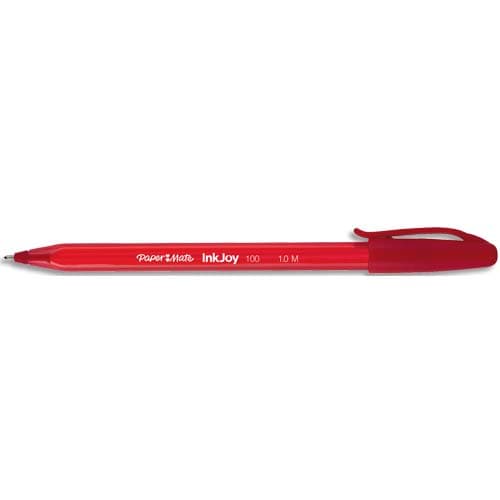 598391_d1.jpg PAPERMATE Stylo bille à capuchon, pointe moyenne, corps triangulaire plastique couleur, encre ULV Rouge. – Image 1