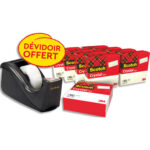 SCOTCH Lot de 10 rouleaux de ruban Crystal transparent 19 mm x 33 m avec 1 dévidoir C60