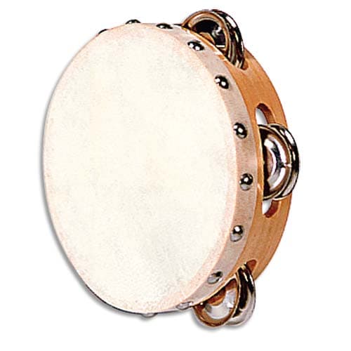 602881_d1-1.jpg FUZEAU Tambourin en peau naturelle (25 cm avec 4 paires de cymbalettes) – Image 1