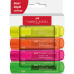 FABER CASTELL Etui de 4 surligneurs TEXTLINER 1546. Coloris assortis standard: jaune, orange, rose, vert