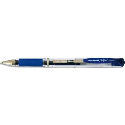 UNI-BALL Stylo bille pointe large encre gel Bleu SIGNO BROAD, corps avec grip +capuchon UNI-BALL