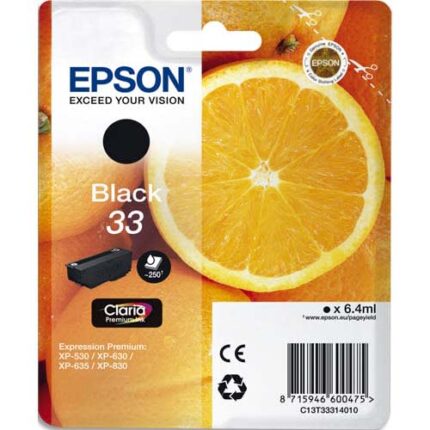 EPSON Cartouche Jet d'Encre Claria Premium Noir ''Oranges'' 33 (T3331) - C13T33314012
