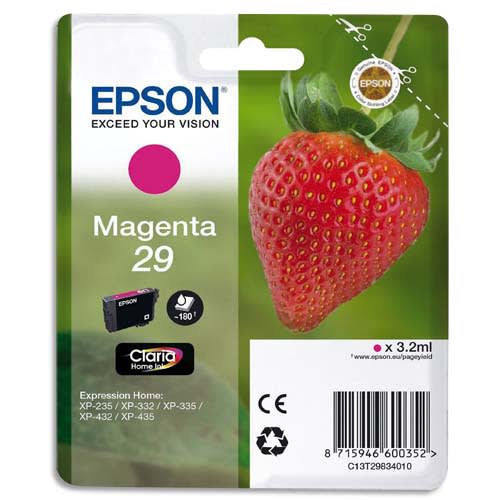 606309_d1-1.jpg EPSON Cartouche Jet d'Encre Claria Home Magenta ''Fraise'' 29 (T2983) - C13T29834012 – Image 1