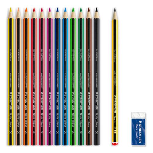 606621_d1-1.jpg STAEDTLER Polybag 1 étui carton 12 crayons couleur + 1 crayon graphite 120-HB et 1 gomme 526 53 offerts – Image 1