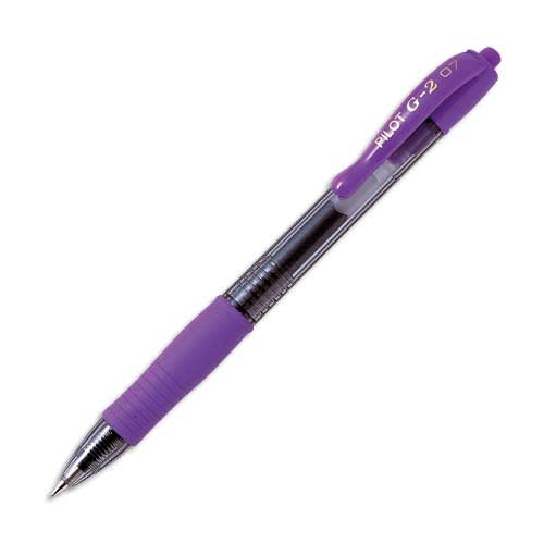 627350_d1.jpg PILOT Stylo bille pointe moyenne rétractable encre gel Violet corps plastique avec grip caoutchouc G2 – Image 1