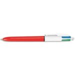 BIC Stylo bille 4 couleurs rétractables Classique. Pointe Fine (0,8 mm). Corps Orange