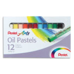 PENTEL Boîte de 12 pastels à l'huile diamètre 8 mm, couleurs assorties