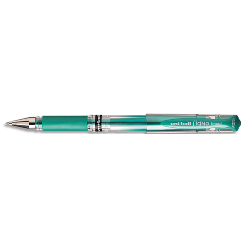 650322_d1.jpg UNI-BALL Stylo encre gel Signo Broad avec grip et capuchon. Pointe large 1mm. Couleur vert métal – Image 1