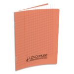 CONQUERANT CLASSIQUE Cahier piqûre 32 pages Seyès interligne 2,5mm 17x22 90g couverture polypro Orange