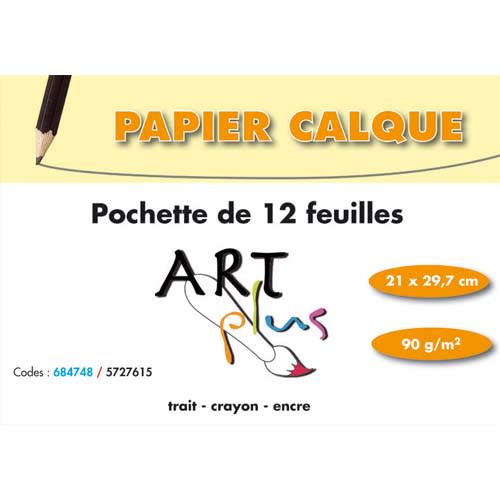 684748_d1-1.jpg ART PLUS Pochette de 12 feuilles papier calque 90g format A4 – Image 1