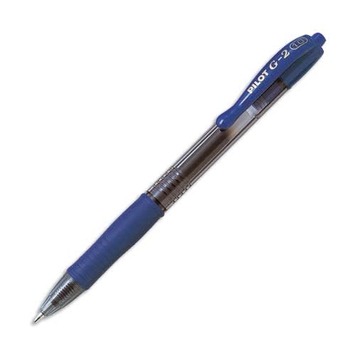 685145_d1.jpg PILOT Stylo à bille pointe large rétractable encre gel Bleue corps plastique avec grip caoutchouc G2 – Image 1