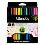 WONDAY Pochette de 12 feutres pointe fine assortis