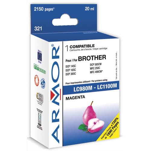 706032_d1-1.jpg ARMOR Cartouche compatible Jet d'encre Magenta BROTHER LC980/1100M K12446 – Image 1