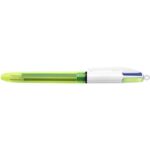 BIC Stylo bille 4 couleurs rétractables Fluo. Pointe Moyenne x3 (1,0 mm) + pointe fluo (1,6 mm) – Image 2