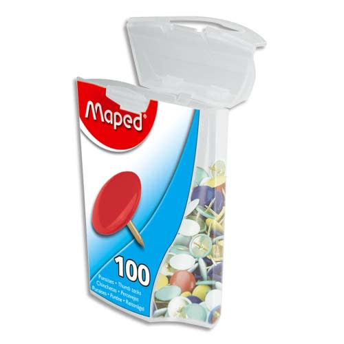 753573_d1.jpg MAPED Boîte de 100 punaises en acier galvanisé 10 mm coloris assortis – Image 1