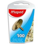 MAPED Boîte de 100 punaises en acier cuivrées 10 mm