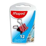 MAPED Boîte de 12 pinces clip largeur 15 mm coloris assortis