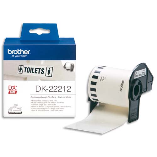 770783_d1-1.jpg BROTHER Ruban papier adhésif continu Noir/Blanc largeur 62mm / longueur 15m DK22212 – Image 1