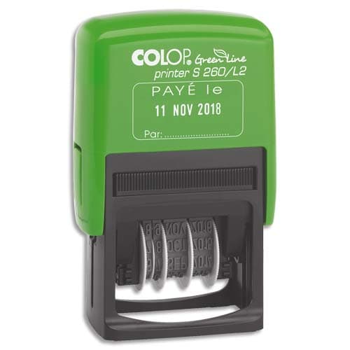 856269_d1.jpg COLOP Dateur formule bicolore PAYE LE - Printer S 260 L2 GreenLine. Encr.auto. Dim.empreinte 24x45mm – Image 1