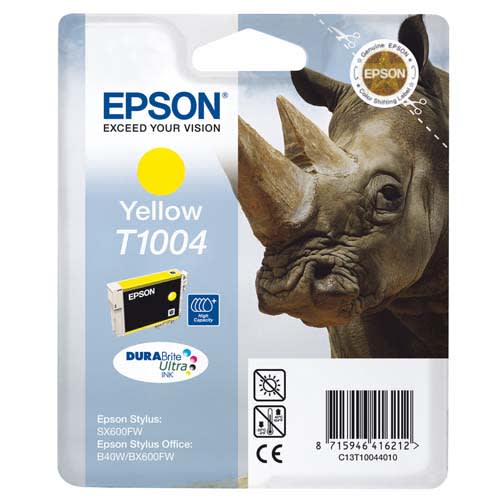 878253_d1-1.jpg EPSON Cartouche Jet d'Encre DURABrite Ultra Jaune (HC) ''Rhinocéros'' (T1004) - C13T10044010 – Image 1