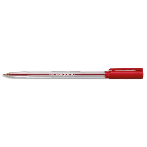 901805_d1.jpg PERGAMY Stylo à bille pointe moyenne encre Rouge corps plastique cristal avec capuchon – Image 1