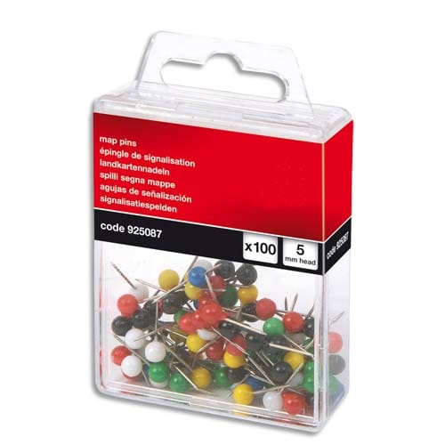 925087_d1.jpg PERGAMY Boîte de 100 épingles tête ronde pointe acier. Coloris assortis transparents – Image 1