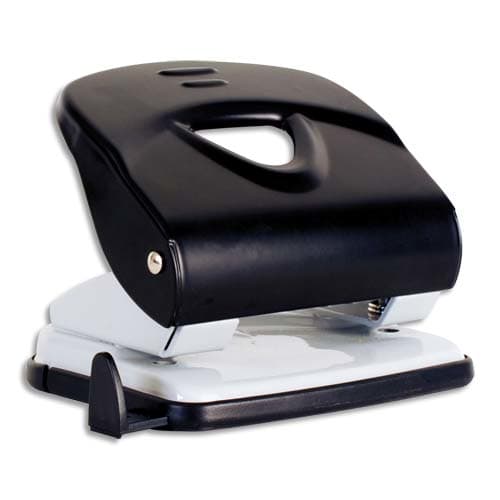 960528_d1.jpg PERGAMY Perforateur 2 trous. Capacité 40 feuilles. Ecart 8 cm. ø6mm. Réglette. Coloris Noir et Gris. – Image 1