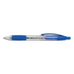 PERGAMY Stylo à bille rétractable avec grip confort pointe moyenne encre Bleue corps plastique