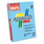 REY Ramette 500 feuilles papier couleur vive ADAGIO Bleu vif A4 80g