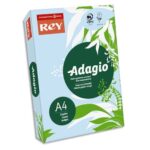 REY Ramette 500 feuilles papier couleur pastel ADAGIO Bleu pastel A4 80g