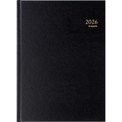 032336_d1-1.jpg BREPOLS Agenda Janvier à Décembre SANTEX Bremax 2, 1 jour sur 2 pages 21x29cm, noir – Image 1