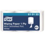 TORK Lot de 3 Mini bobines papier d'essuyage plus à dévidage central M1 120 mètres, non prédécoupé Blanc