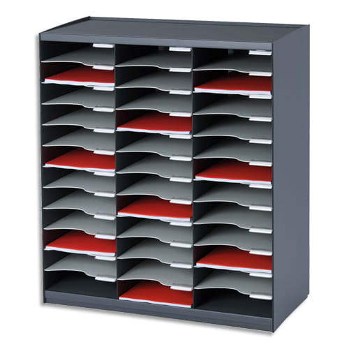 044164_d1.jpg PAPERFLOW Trieur 36 cases Noir Gris pour document A4 – Image 1